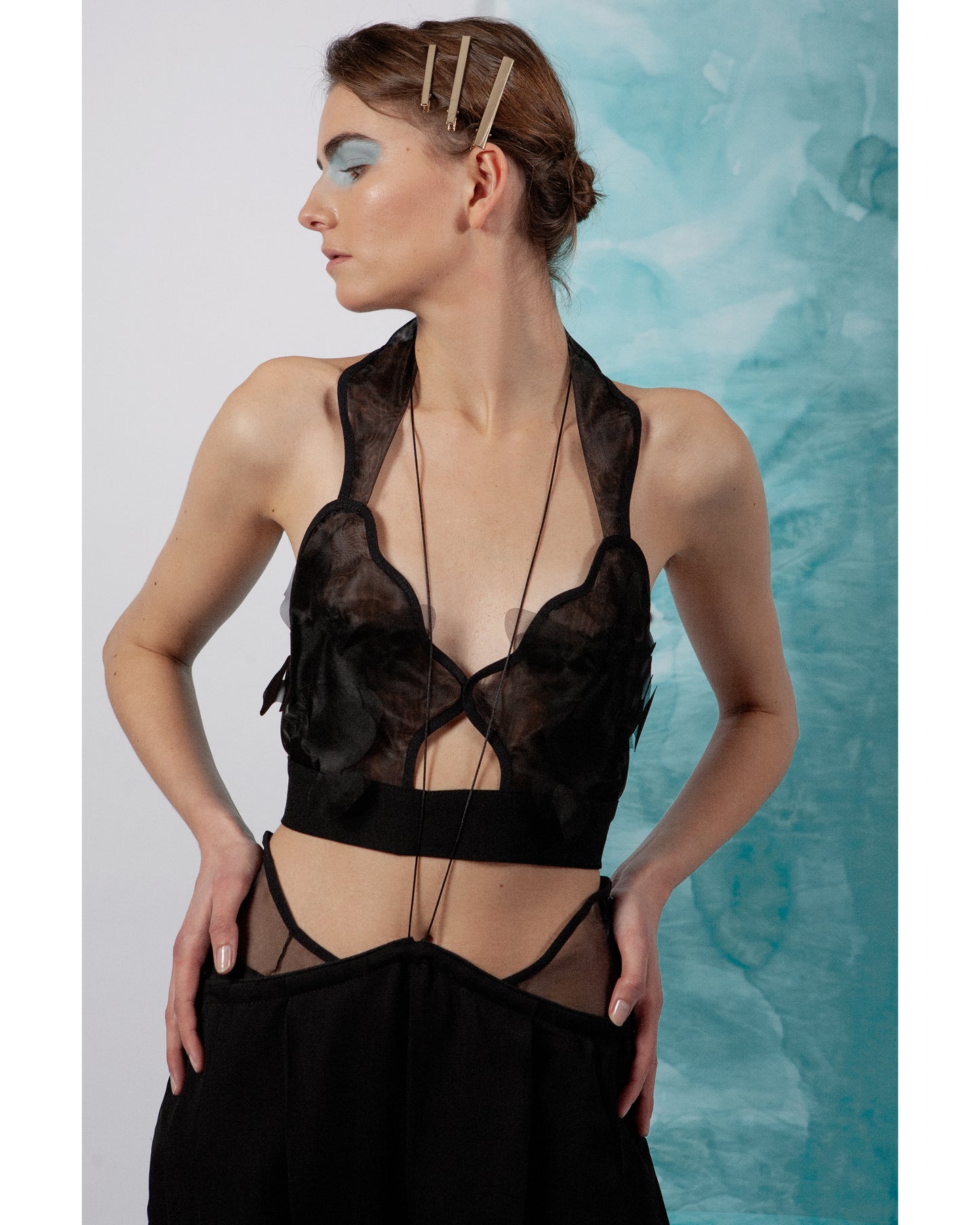 ARION, pantalon noir large à pinces