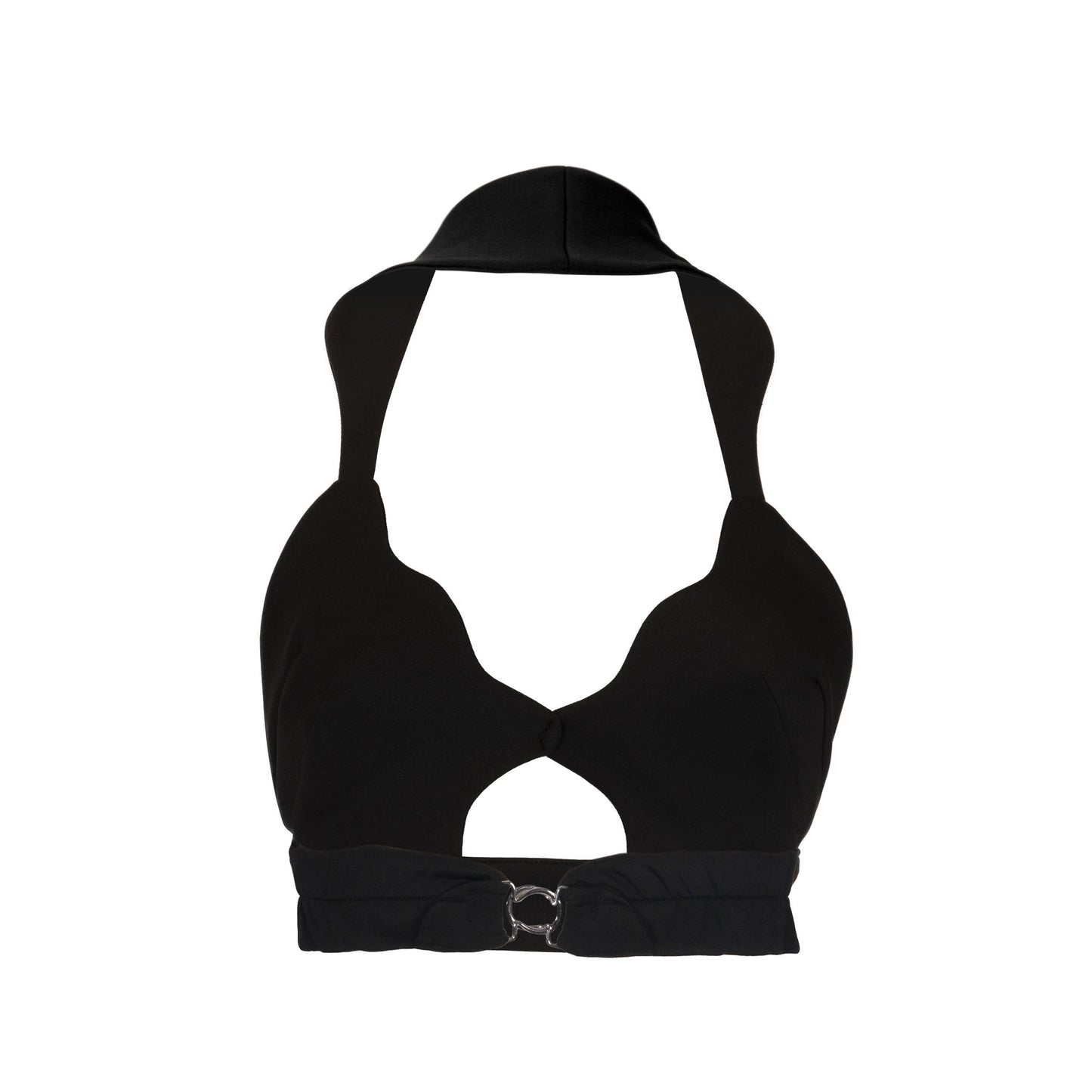 ARTA, black bralette with abstract embroidery
