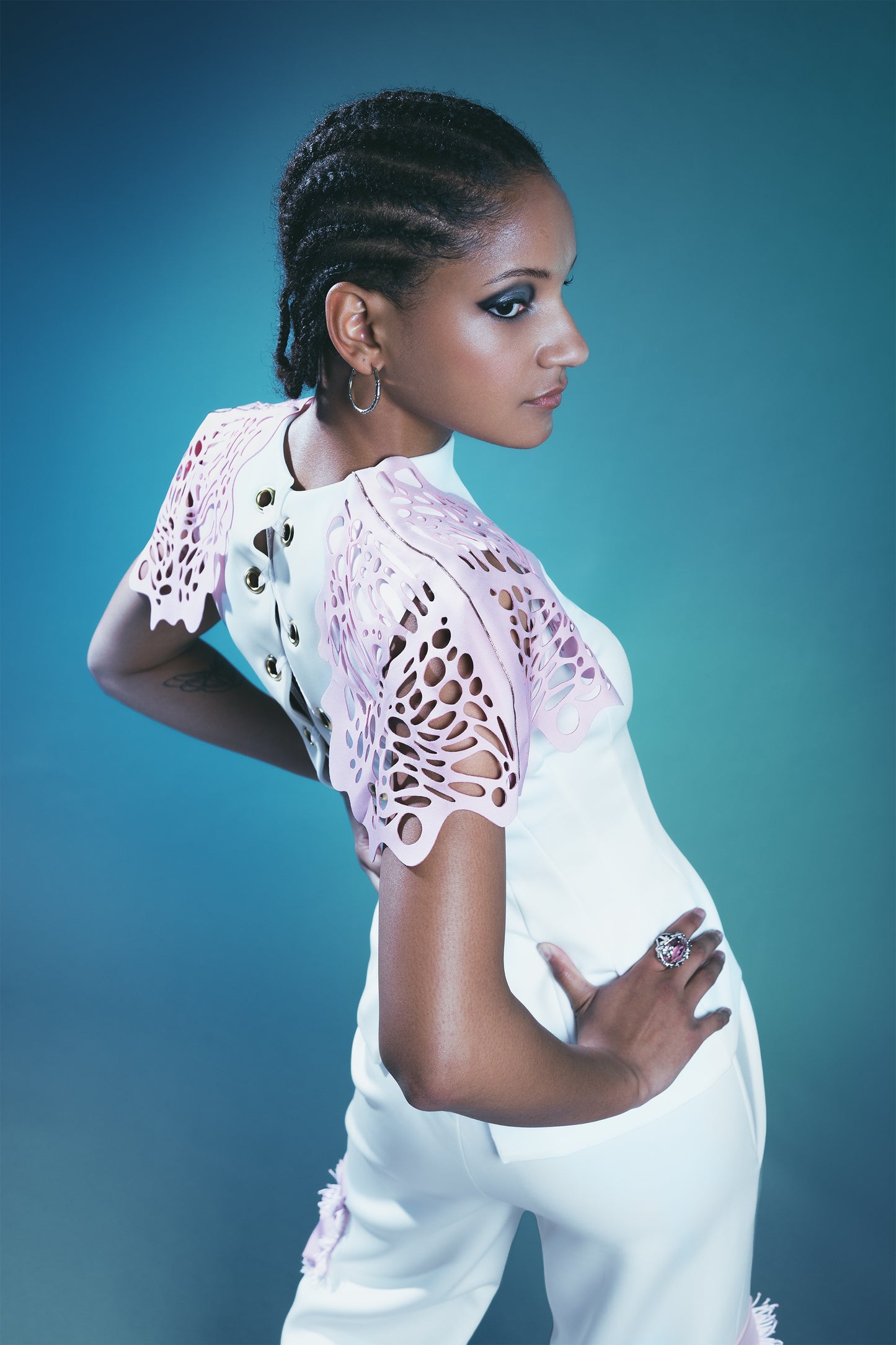 A PINK BUTTER Laser Cut Sleeves Jacket