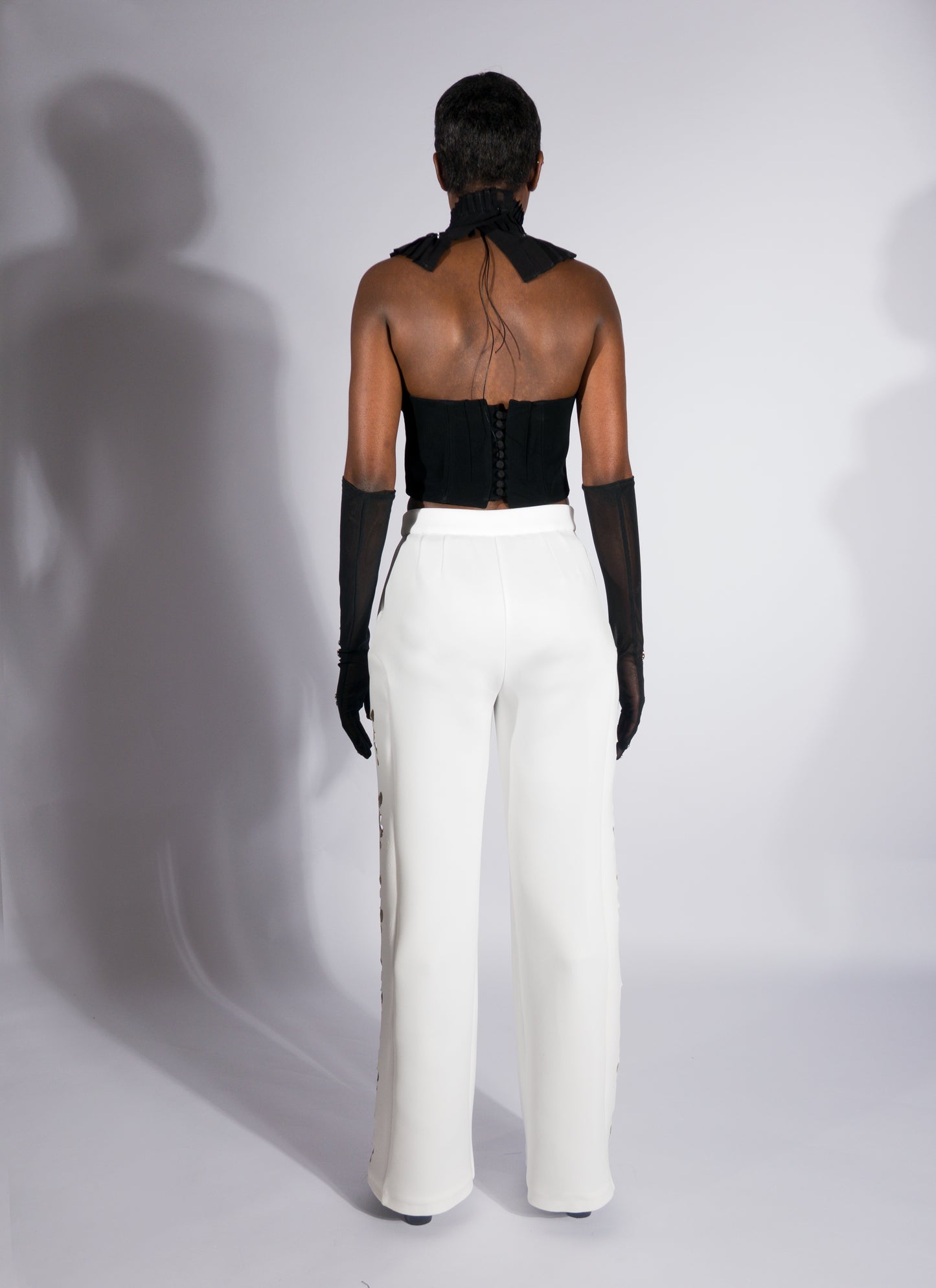 AMANTIA, white laser-cut trouser