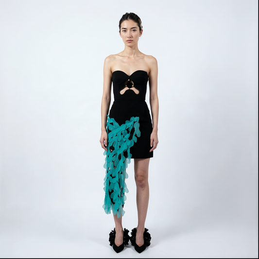 ANITA, robe corset avec mousseline, design découpé au laser