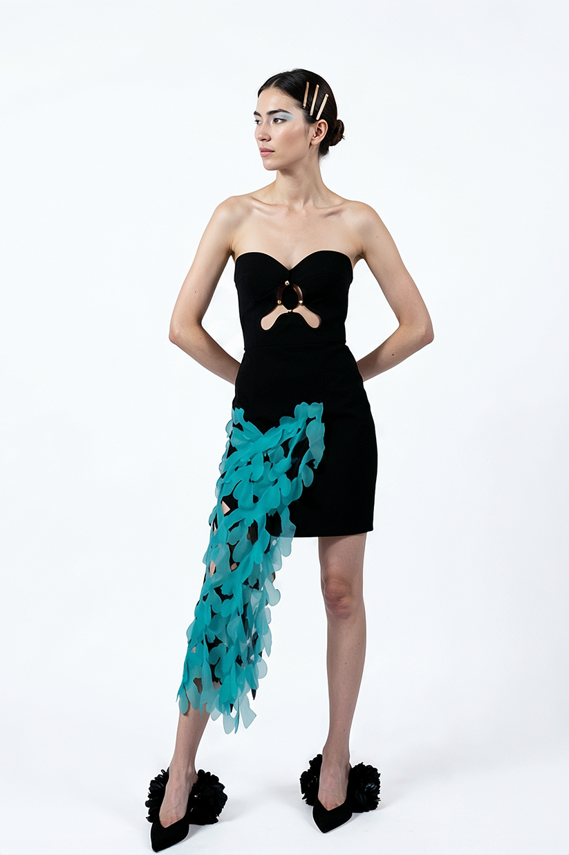 ANITA, corset dress with laser cut muslin