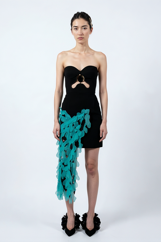 ANITA, robe corset avec mousseline, design découpé au laser