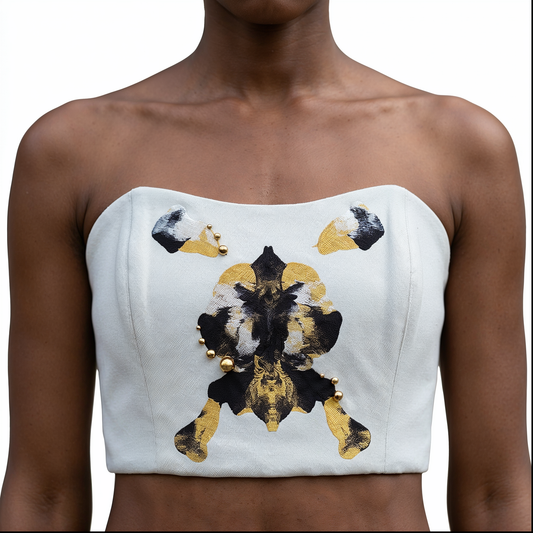 AREND, bustier blanc à imprimé unique à chaque pièce