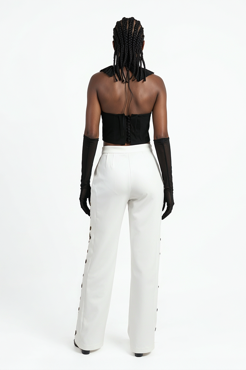 ARIOLA, black corset with 3D printed glossy accessory