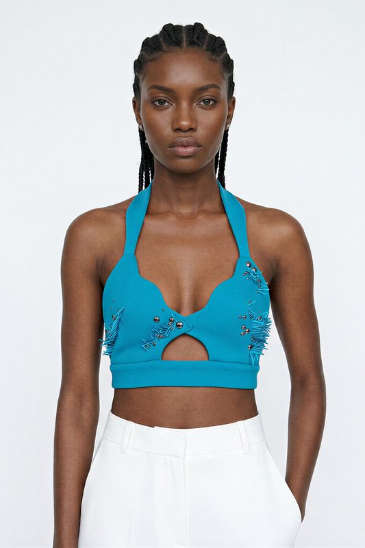 ARTA, brassière turquoise avec broderie