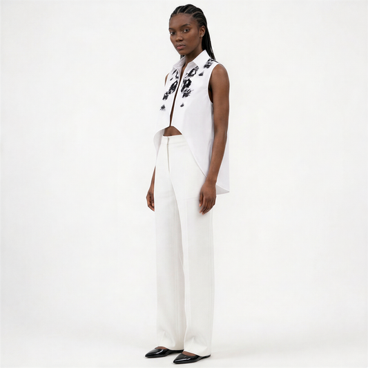 ARTEMISSE, chemise blanche brodée avec imprimé