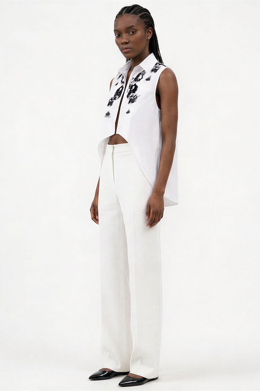 ARTEMISSE, chemise blanche brodée avec imprimé