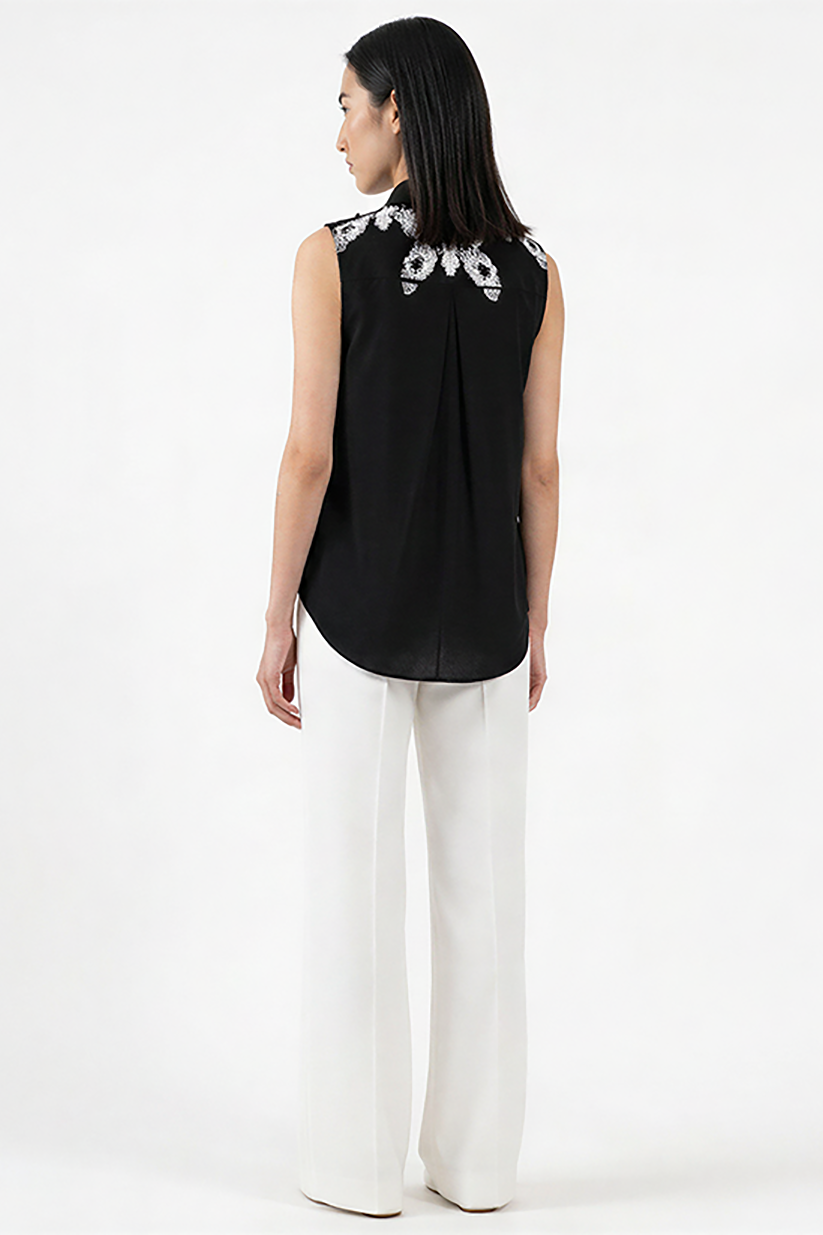 ARTEMISSE, black sleeveless screen printed shirt
