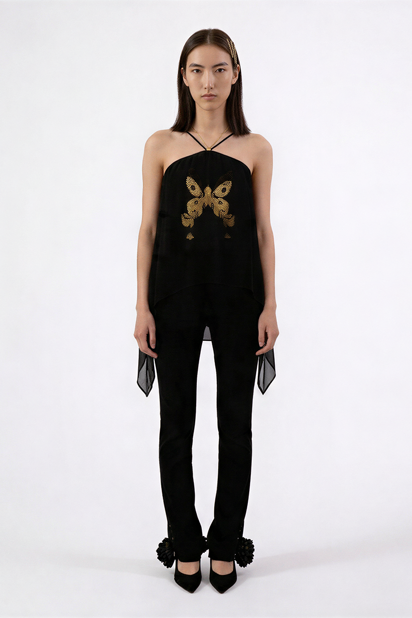 AUTOMNE, gold printed top