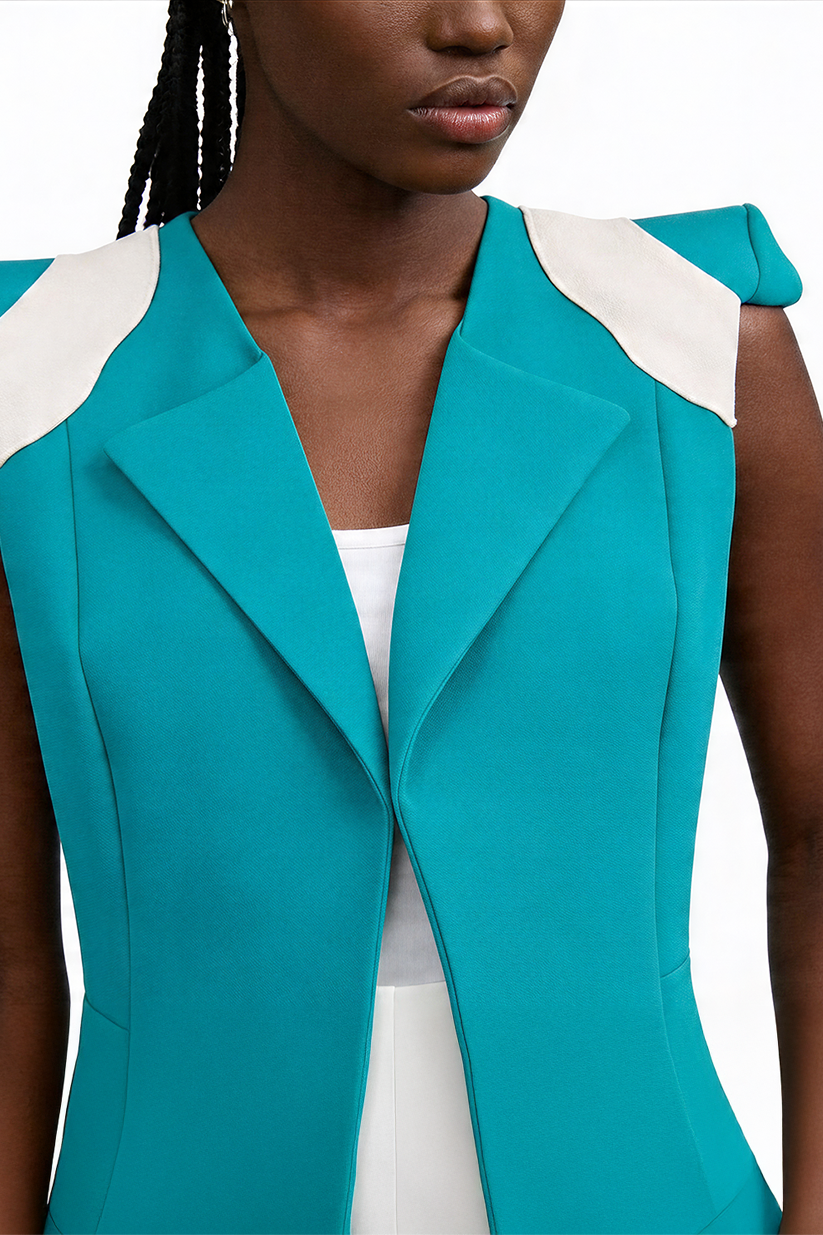 AVA, veste turquoise sans manches avec logo gravé