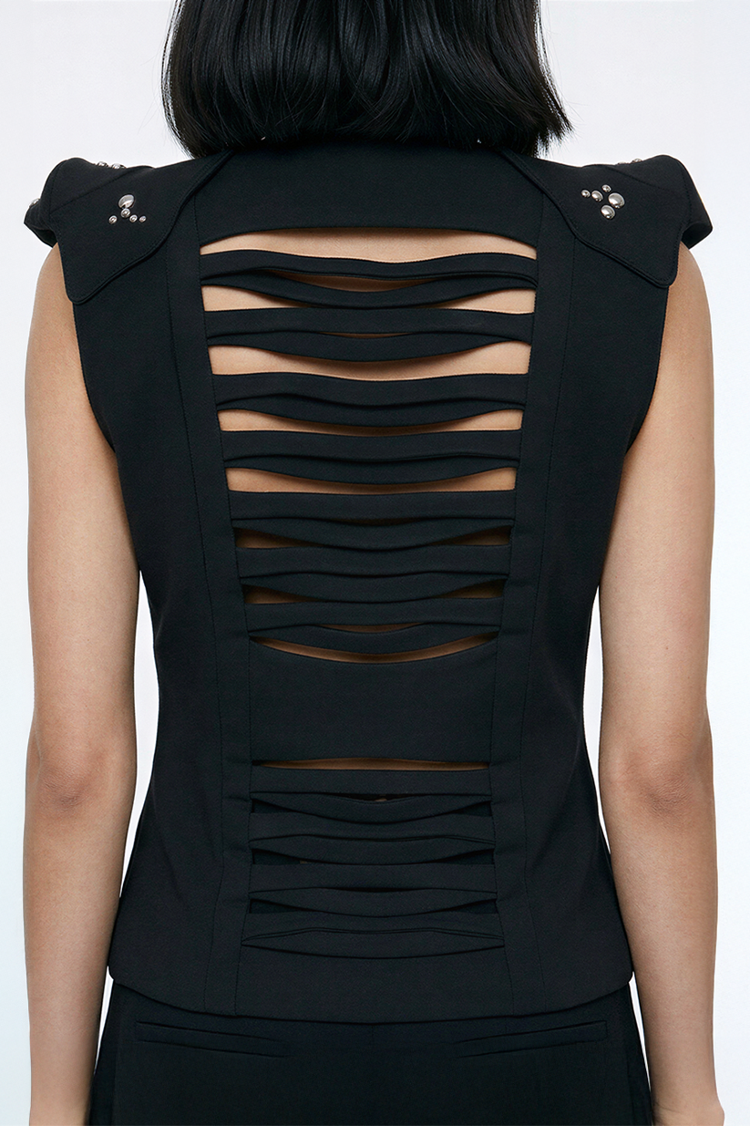 AVA, veste sans manches avec dos entrelacé dans un esprit "corset"