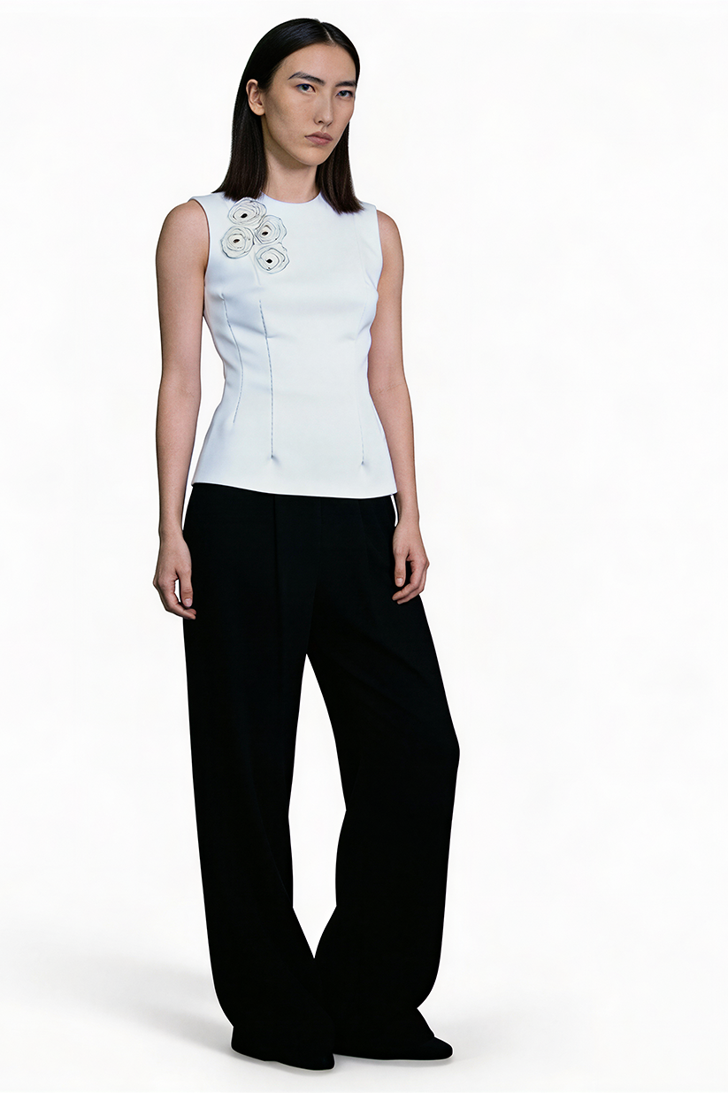 A WHITE DAHLIA sleeveless top